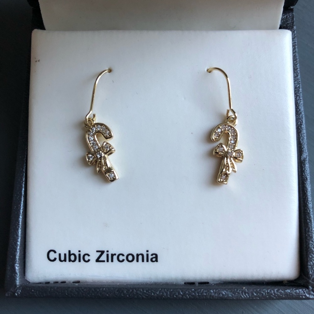 Cbc Cubic Zirconia Candy Cane Earrings View 2